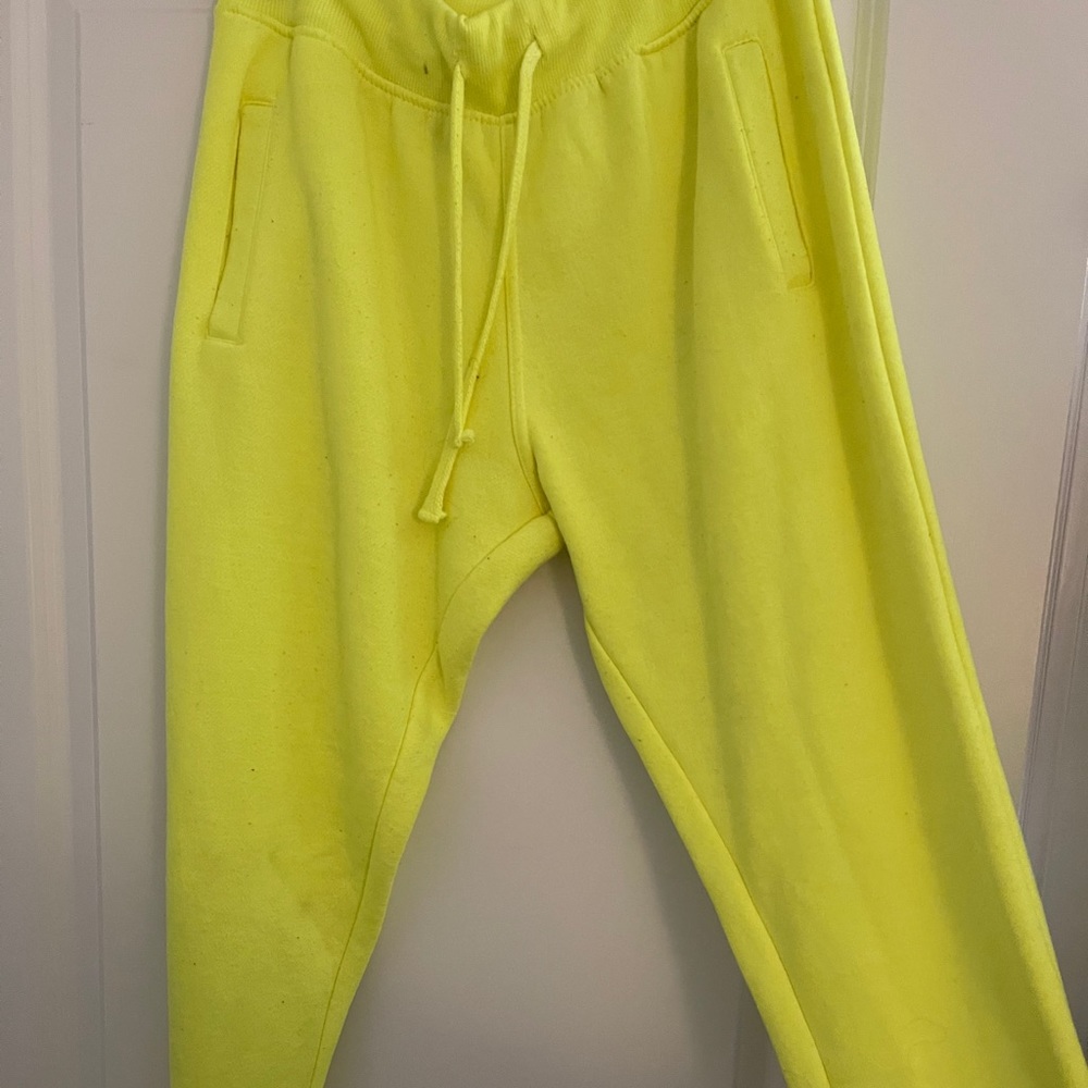 neon yellow sweatpants